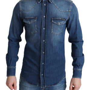 Dolce &amp; Gabbana Elegant Denim Long Sleeve Casual Shirt