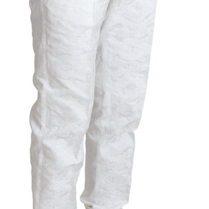 Dolce & Gabbana Elegant White Brocade Dress Pants