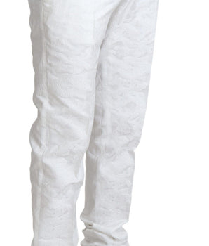 Dolce & Gabbana White Brocade Jaquard Dress Trouser Pants