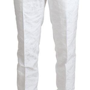 Dolce & Gabbana Elegant White Brocade Dress Pants