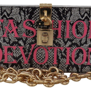 Dolce & Gabbana Gray Resin Dolce Box Clutch with Gold Details Dolce & Gabbana 