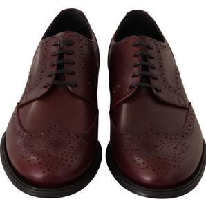 Dolce &amp; Gabbana Elegant Bordeaux Leather Derby Shoes