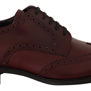 Dolce &amp; Gabbana Elegant Bordeaux Leather Derby Shoes