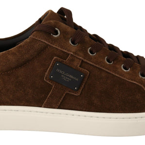 Dolce & Gabbana Elegant Leather Casual Sneakers in Brown