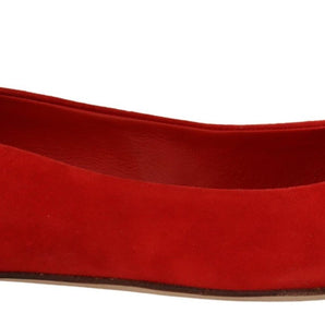 Dolce & Gabbana Crystal Embellished Red Suede Flats