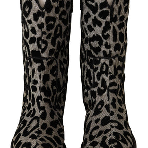 Dolce &amp; Gabbana Elegantes botas a media pantorrilla con estampado de leopardo