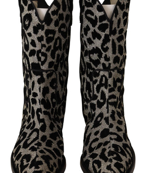 Dolce &amp; Gabbana Elegant Leopard Print Mid Calf Boots