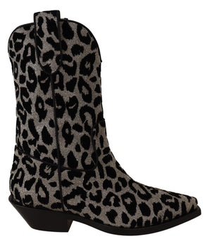 Dolce &amp; Gabbana Elegant Leopard Print Mid Calf Boots