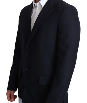 Dolce &amp; Gabbana Elegante abrigo de hombre de lana virgen azul oscuro