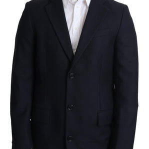 Dolce &amp; Gabbana Elegant Dark Blue Virgin Wool Men's Coat