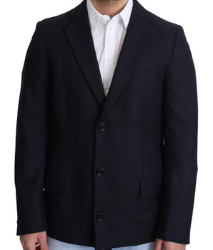 Dolce &amp; Gabbana Elegante abrigo de hombre de lana virgen azul oscuro