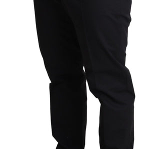 Dolce &amp; Gabbana Elegante pantalón negro de algodón elástico