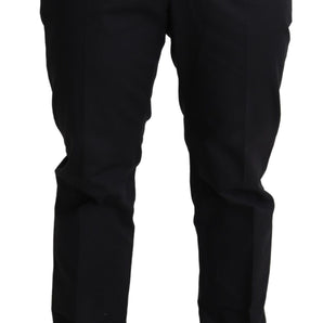 Dolce &amp; Gabbana Elegante pantalón negro de algodón elástico