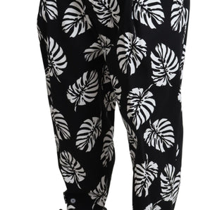 Dolce &amp; Gabbana Elegant Palm Leaf Print Cotton Trousers