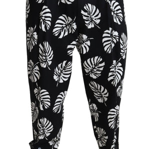 Dolce & Gabbana Elegant Palm Leaf Print Cotton Trousers