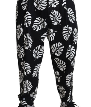 Dolce & Gabbana Elegant Palm Leaf Print Cotton Trousers Dolce & Gabbana 