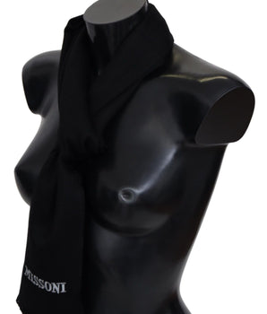 Missoni Elegant Embroidered Wool Scarf in Black Missoni 