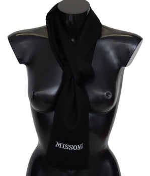 Missoni Elegant Embroidered Wool Scarf in Black Missoni 