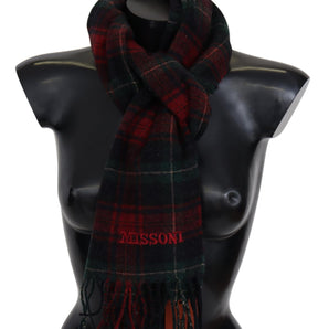 Missoni Elegant Check Wool Scarf with Logo Embroidery