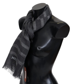 Missoni Elegant Unisex Wool Scarf with Logo Embroidery Missoni 