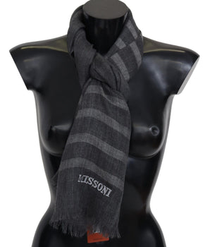 Missoni Elegant Unisex Wool Scarf with Logo Embroidery Missoni 