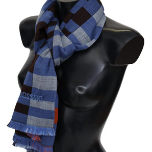 Missoni Multicolor Check Wool Unisex Neck Wrap Scarf 