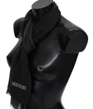 Missoni Elegant Black Wool Scarf with Fringes Missoni 