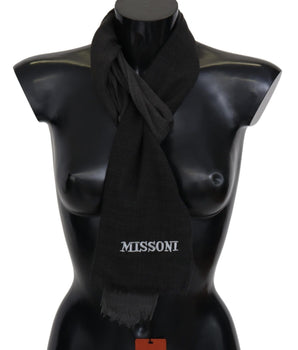 Missoni Elegant Black Wool Scarf with Fringes Missoni 