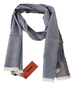 Missoni Elegant Gray Wool Scarf with Stripes and Fringes Missoni 