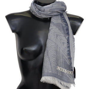 Missoni Elegante bufanda de cachemira con flecos en gris