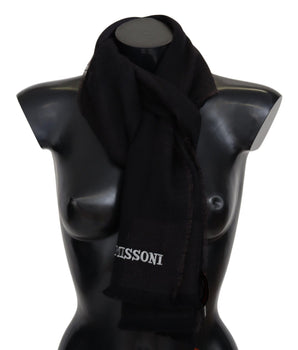 Missoni Elegant Black Wool Scarf with Logo Embroidery Missoni 