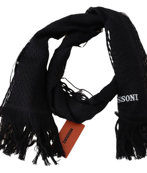 Missoni Elegant Wool Silk Unisex Black Scarf Missoni 