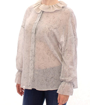 Vika Gazinskaya Elegant Blue Cotton Tunic Blouse Vika Gazinskaya 