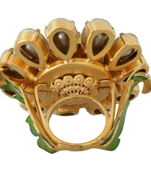 Dolce & Gabbana Crystal Flower Statement Ring Size US 7.5 Dolce & Gabbana 