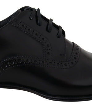 Dolce & Gabbana Elegant Black Leather Formal Derby Shoes Dolce & Gabbana 