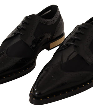 Dolce & Gabbana Elegant Gold-Trimmed Black Oxford Lace-Ups Dolce & Gabbana 