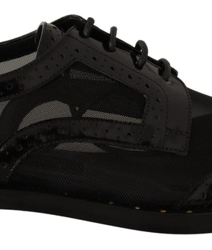 Dolce & Gabbana Elegant Gold-Trimmed Black Oxford Lace-Ups Dolce & Gabbana 