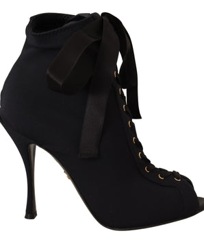 Dolce &amp; Gabbana Elegant Ankle Open Toe Heel Boots