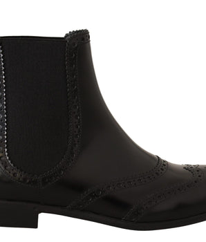 Dolce & Gabbana Elegant Black Ankle Wingtip Oxford Boots Dolce & Gabbana 