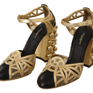 Dolce &amp; Gabbana Elegantes zapatos de tacón de cuero con tachuelas de cristal