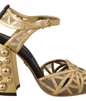 Dolce &amp; Gabbana Elegantes zapatos de tacón de cuero con tachuelas de cristal