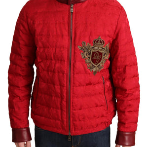 Dolce &amp; Gabbana Chaqueta bomber de diseñador roja y dorada