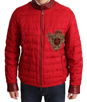 Dolce & Gabbana Red and Gold Bomber Designer Jacket Dolce & Gabbana 