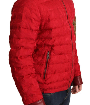 Dolce & Gabbana Red and Gold Bomber Designer Jacket Dolce & Gabbana 