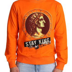 Dolce &amp; Gabbana Regal Crewneck Cotton Sweater in Orange