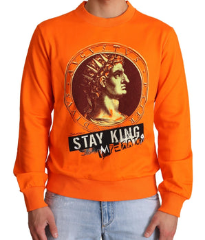 Dolce & Gabbana Regal Crewneck Cotton Sweater in Orange Dolce & Gabbana 