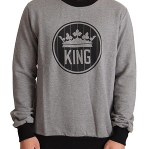 Dolce &amp; Gabbana Elegant Gray Crown Motif Crewneck Sweater