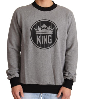 Dolce & Gabbana Elegant Gray Crown Motif Crewneck Sweater Dolce & Gabbana 