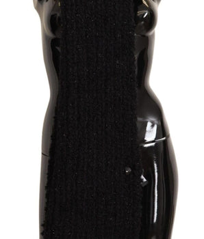 Dolce & Gabbana Black Virgin Wool Knitted Wrap Shawl Scarf Dolce & Gabbana 