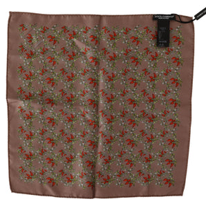 Dolce &amp; Gabbana Elegant Brown Silk Pocket Square with Carrot Print